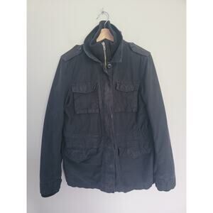 Vintage Polo Jeans Co Ralph Lauren Mens M Military Field Jacket Mock Neck Black